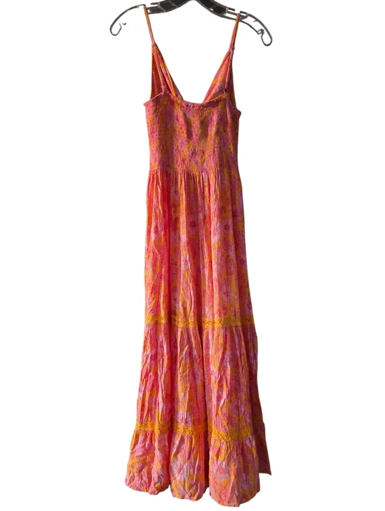 Angie Pink and Orange Floral Maxi Dress with Twist Bodice Size Medium - Picture 3 of 9